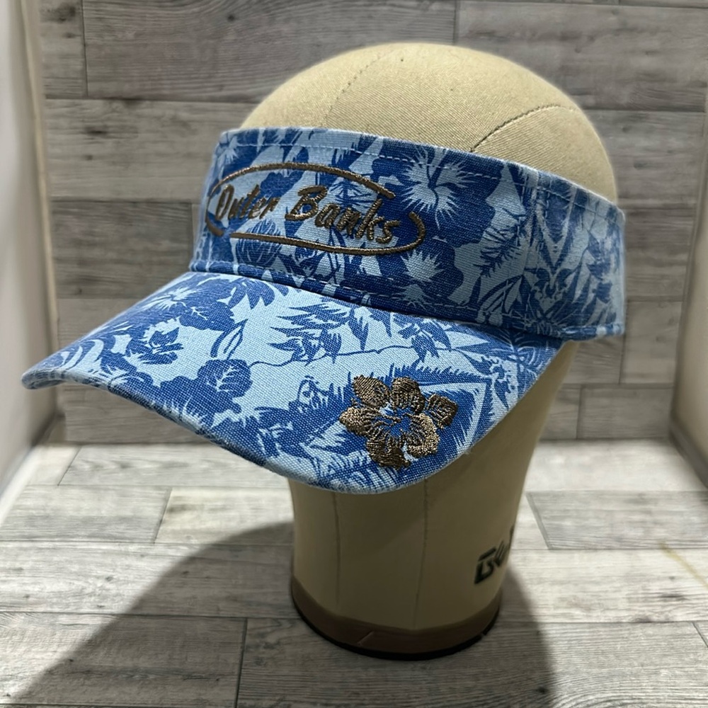 Outer Barks blue Hawaiian visor hat